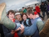 Amy Roulston, Stephen Hayes, Jake Thornton and Tori Berber hold up Leanne McNamara from Ballybrittas with her college friends down from Dublin at the National Ploughing Championships which is being held in Athy. Picture: Jeff Harvey/HR Photo