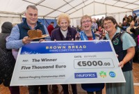 Robert Kennedy, Euronics; NPA managing director Anna May McHugh and ICA National president Mary Darcy with Maureen Igoe from Bonniconlon, Co Mayo, winner of the Euronics Brown Bread Making at Ploughing 2025.

Photo: Alf Harvey, no reproduction fee.